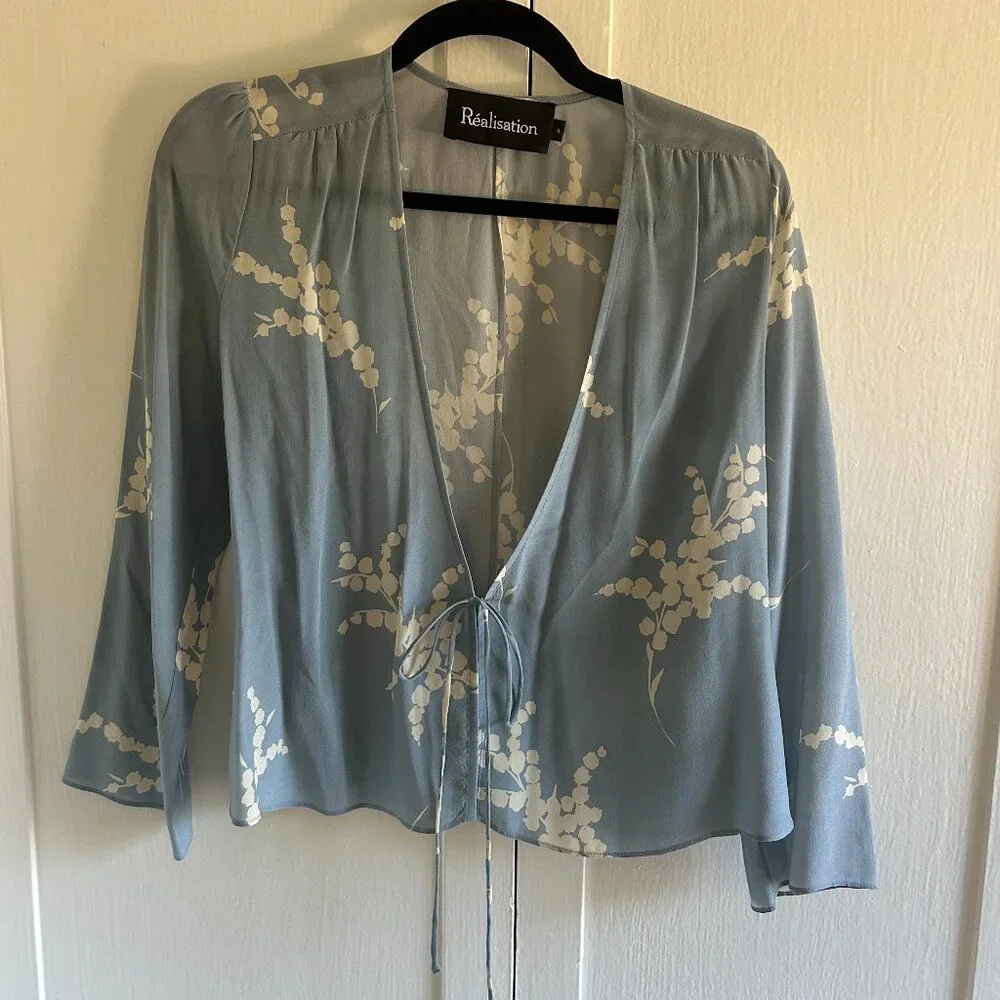 Blue Floral Réalisation Par "Bianca" Top (Sz S) - Picture 1 of 6
